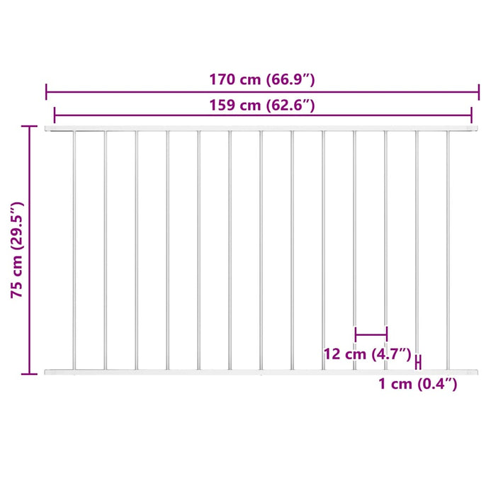 Panou de gard Woerden din oțel vopsit în câmp electrostatic, 1,7 x 0,75 m, alb WALTI
