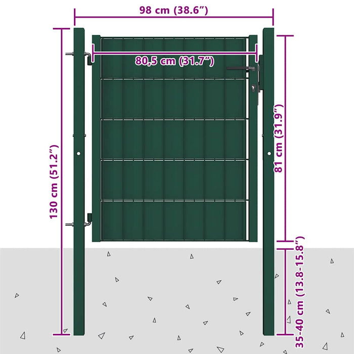 Poartă de gard din PVC și oțel, verde, 100x81 cm - WALTI WALTI