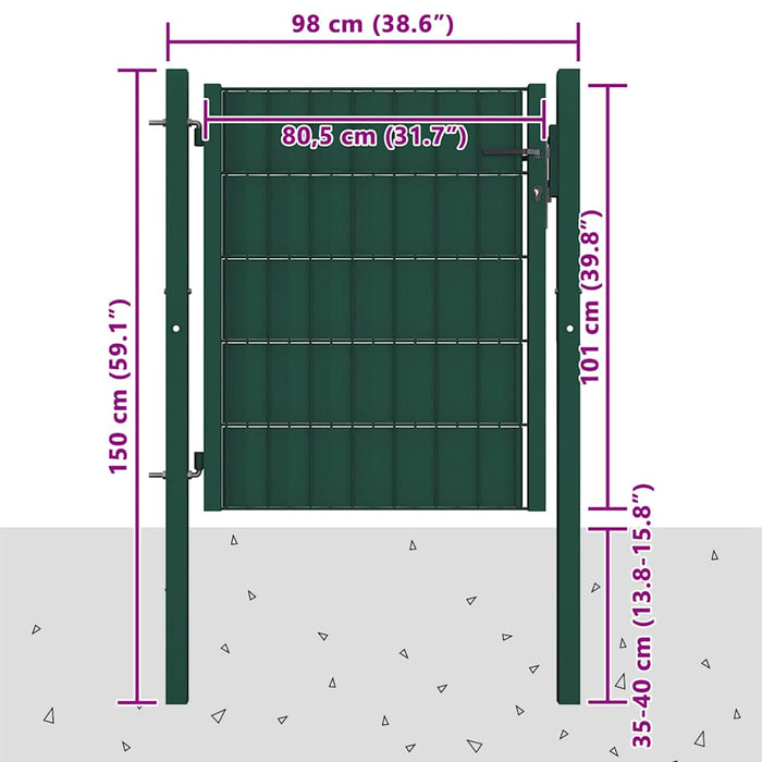Poartă de gard din PVC și oțel, verde, 100x100 cm - WALTI WALTI