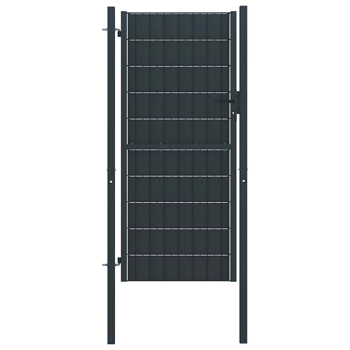 Poartă de gard din PVC și oțel, 100x124 cm, antracit WALTI