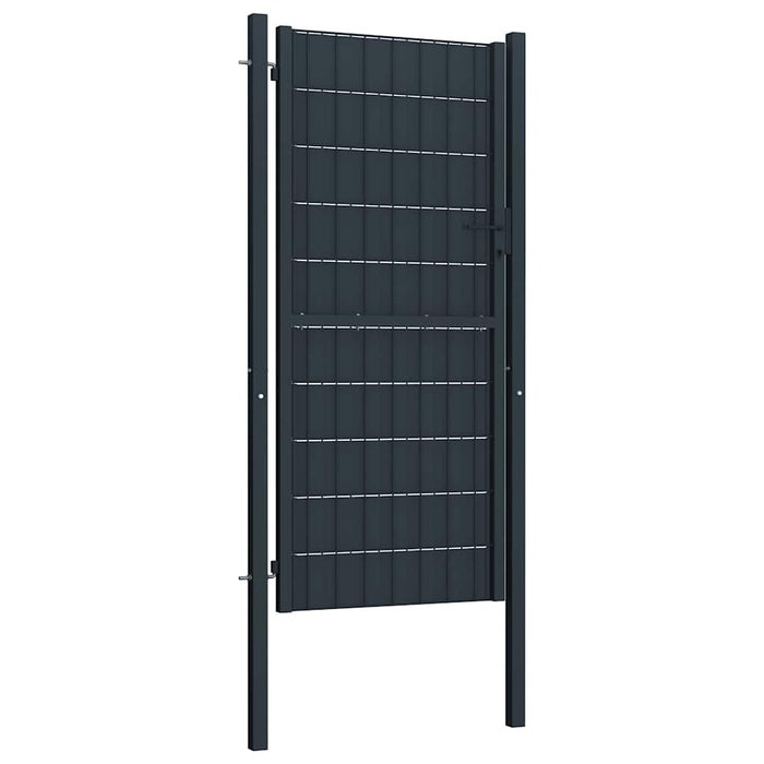 Poartă de gard din PVC și oțel, 100x124 cm, antracit WALTI