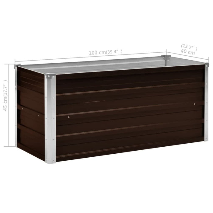 Strat înălțat de grădină, maro, 100x40x45 cm, oțel galvanizat - WALTI WALTI