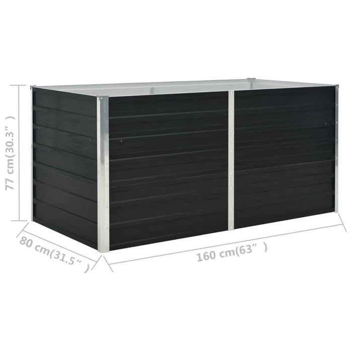 Strat înălțat de grădină antracit 160x80x77 cm oțel galvanizat - WALTI WALTI