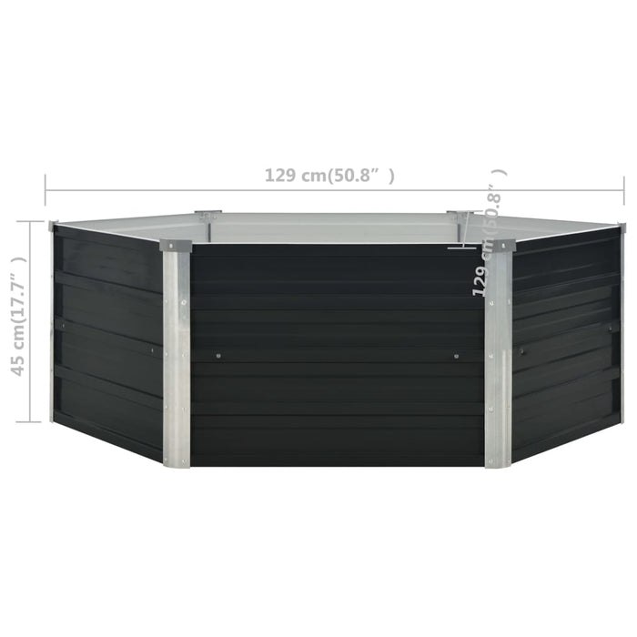 Strat înălțat de grădină antracit 129x129x45 cm oțel galvanizat - WALTI WALTI