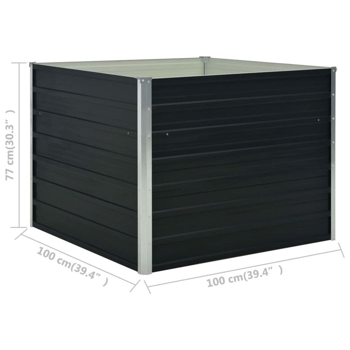 Strat înălțat de grădină antracit 100x100x77 cm oțel galvanizat - WALTI WALTI