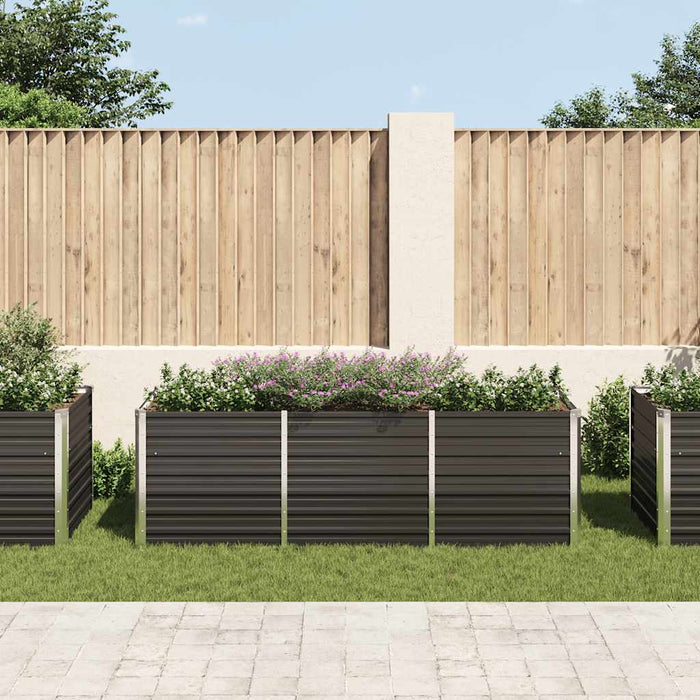 Strat înălțat de grădină antracit 240x80x77 cm oțel galvanizat - WALTI WALTI