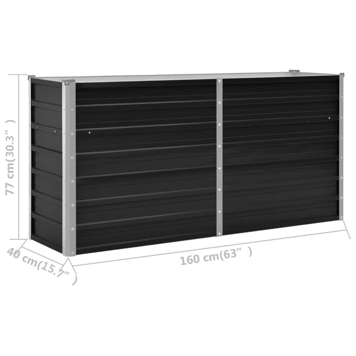Strat înălțat de grădină antracit 160x40x77 cm oțel galvanizat - WALTI WALTI