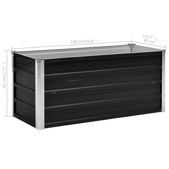 Strat înălțat de grădină antracit 100x40x45 cm oțel galvanizat - WALTI WALTI