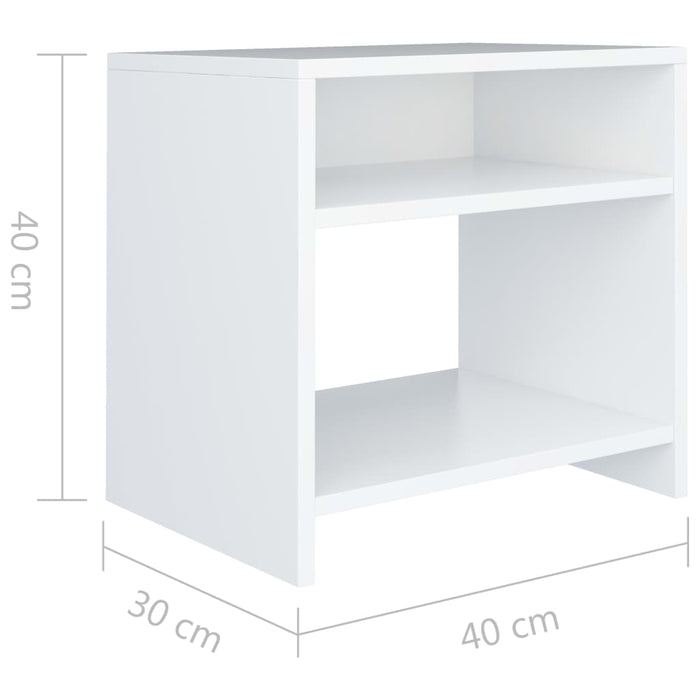 Noptiere, 2 buc., alb, 40x30x40 cm, lemn prelucrat - WALTI WALTI