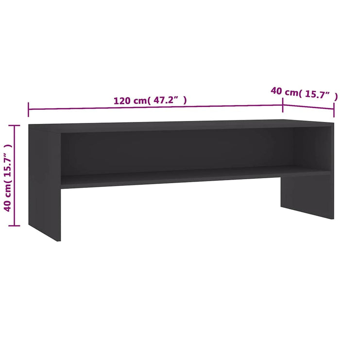 Dulap TV, gri, 120x40x40 cm, lemn prelucrat WALTI