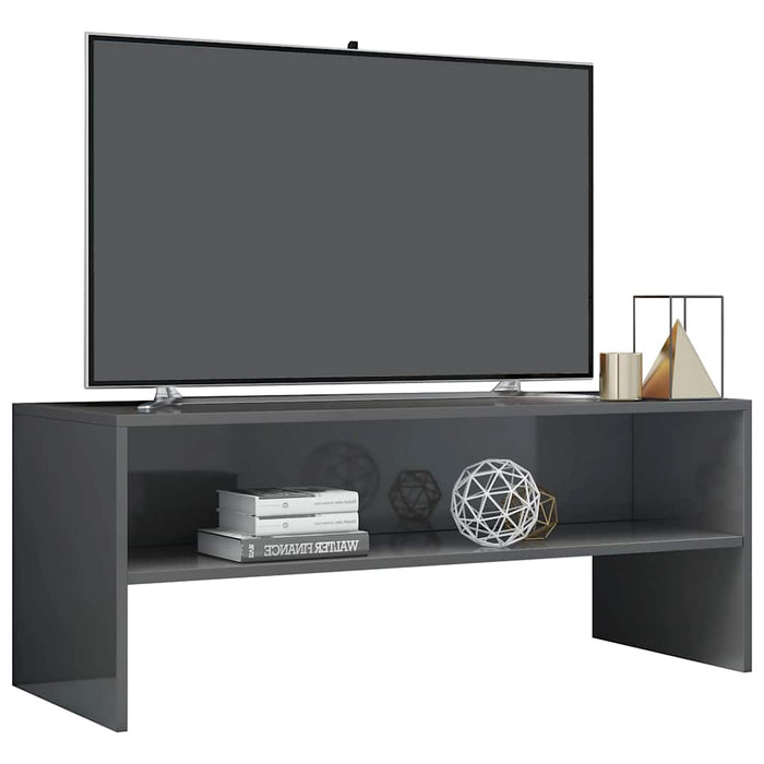 Dulap TV, gri extralucios, 100x40x40 cm, lemn prelucrat WALTI