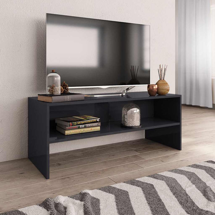 Dulap TV, gri extralucios, 100x40x40 cm, lemn prelucrat WALTI
