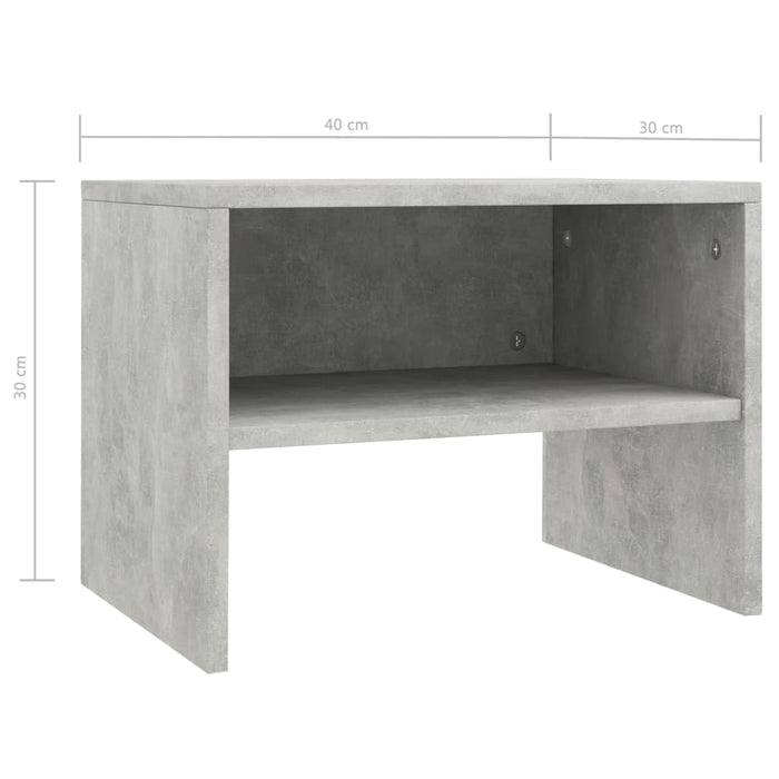 Noptiere, 2 buc., gri beton, 40x30x30 cm, lemn prelucrat - WALTI WALTI