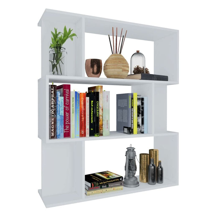 Bibliotecă/Separator cameră, alb, 80x24x96 cm, lemn prelucrat - WALTI WALTI
