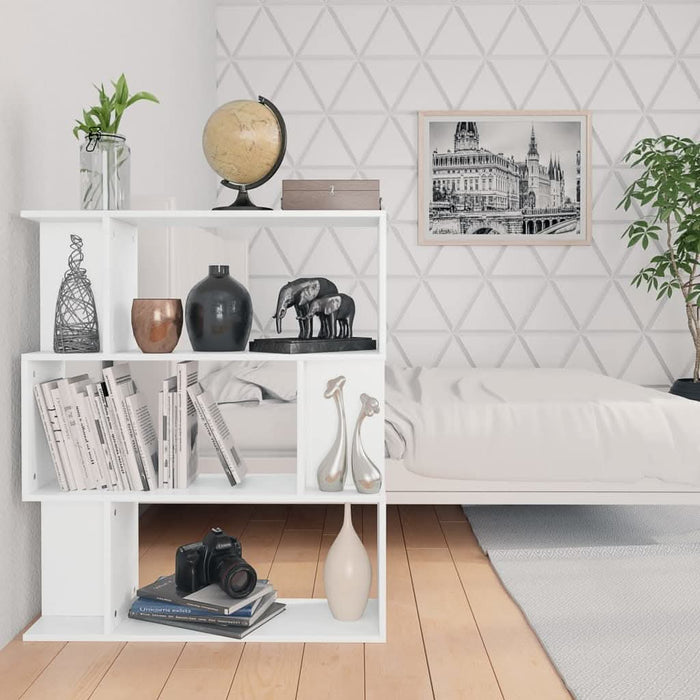 Bibliotecă/Separator cameră, alb, 80x24x96 cm, lemn prelucrat - WALTI WALTI