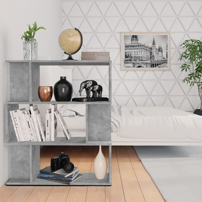 Bibliotecă/Separator, gri beton, 80x24x96 cm, lemn prelucrat - WALTI WALTI