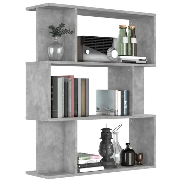Bibliotecă/Separator, gri beton, 80x24x96 cm, lemn prelucrat - WALTI WALTI