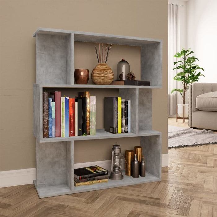 Bibliotecă/Separator, gri beton, 80x24x96 cm, lemn prelucrat - WALTI WALTI