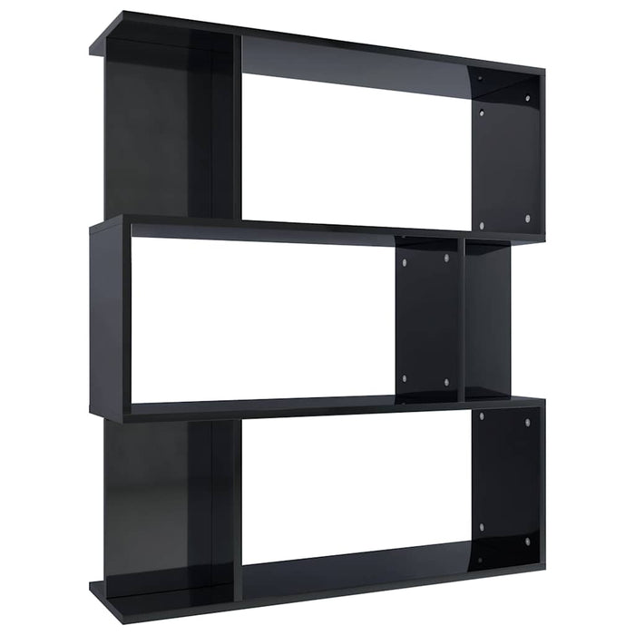 Bibliotecă/Separator cameră, negru extralucios, 80x24x96 cm PAL WALTI