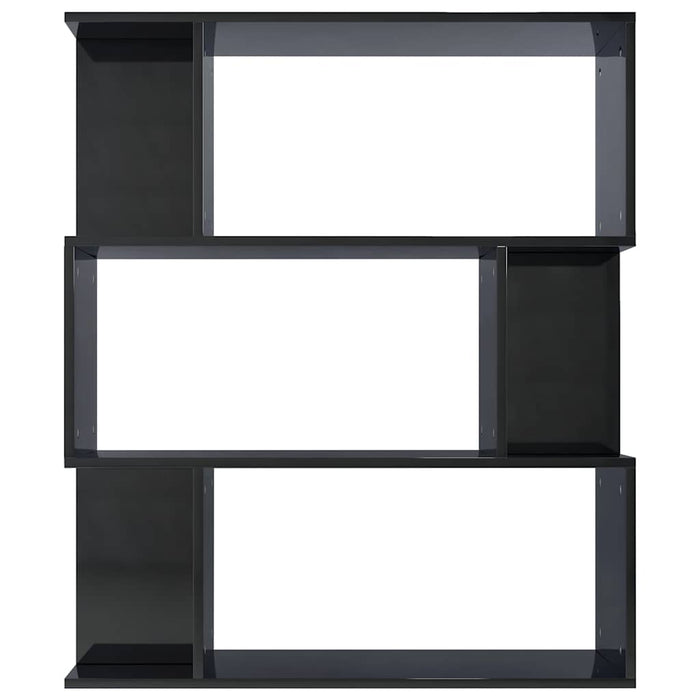 Bibliotecă/Separator cameră, negru extralucios, 80x24x96 cm PAL WALTI
