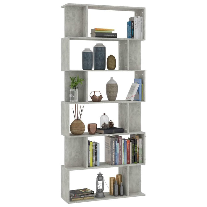 Bibliotecă/Separator, gri beton, 80x24x192 cm, lemn prelucrat - WALTI WALTI
