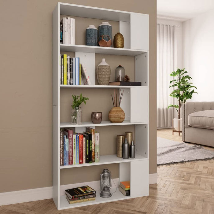 Bibliotecă/Separator cameră, alb, 80x24x159 cm, lemn prelucrat - WALTI WALTI