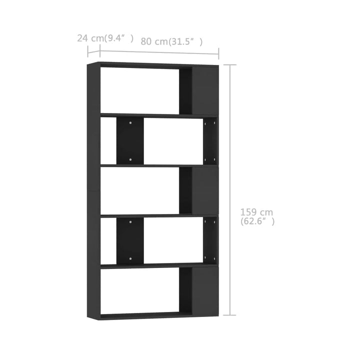 Bibliotecă/Separator cameră negru, 80x24x159 cm, lemn prelucrat - WALTI WALTI