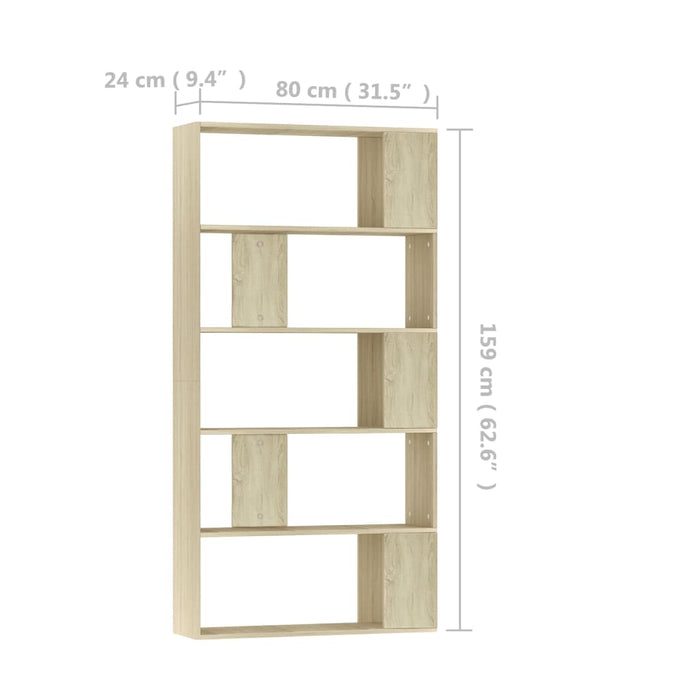 Bibliotecă/Separator, stejar sonoma 80x24x159 cm lemn prelucrat - WALTI WALTI