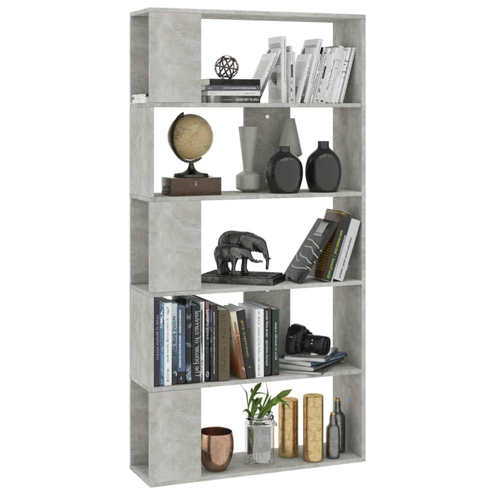 Bibliotecă/Separator, gri beton, 80x24x159 cm, lemn prelucrat - WALTI WALTI