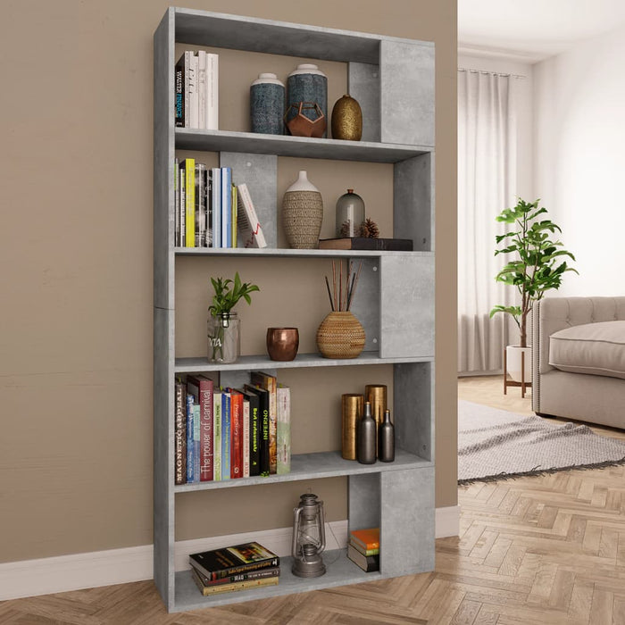 Bibliotecă/Separator, gri beton, 80x24x159 cm, lemn prelucrat - WALTI WALTI