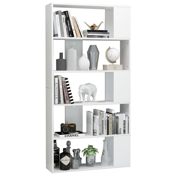 Bibliotecă/Separator cameră, alb extralucios, 80x24x159 cm, PAL - WALTI WALTI