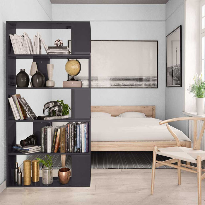 Bibliotecă/Separator cameră gri extralucios 80x24x159 cm PAL WALTI