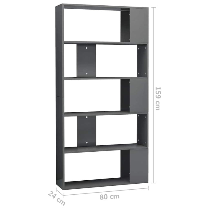 Bibliotecă/Separator cameră gri extralucios 80x24x159 cm PAL WALTI