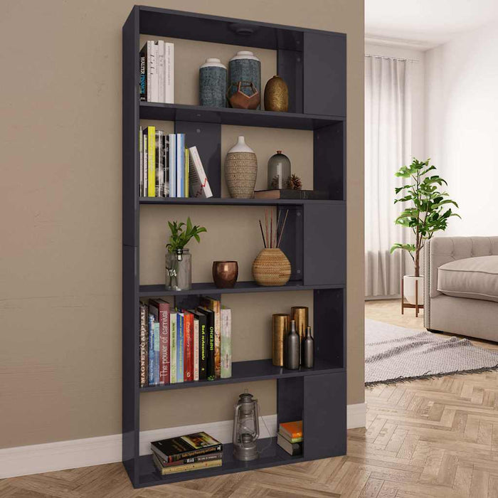 Bibliotecă/Separator cameră gri extralucios 80x24x159 cm PAL WALTI