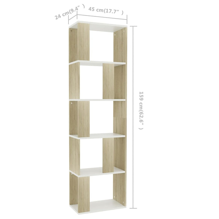 Bibliotecă/Separator cameră alb&stejar sonoma 45x24x159 cm PAL - WALTI WALTI