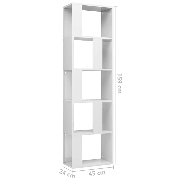Bibliotecă/Separator alb extralucios 45x24x159cm lemn prelucrat WALTI