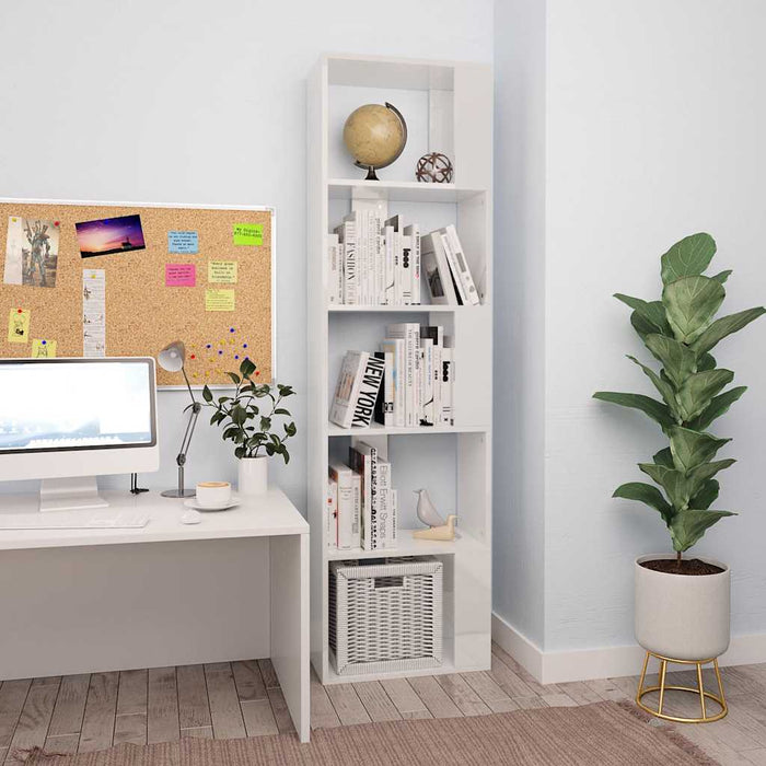 Bibliotecă/Separator alb extralucios 45x24x159cm lemn prelucrat WALTI
