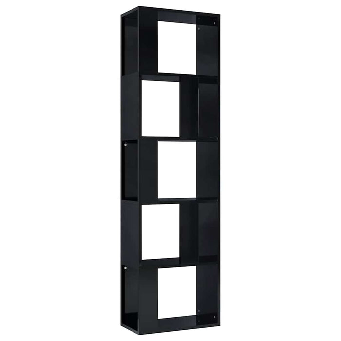 Bibliotecă/Separator cameră, negru lucios, 45x24x159cm, PAL WALTI