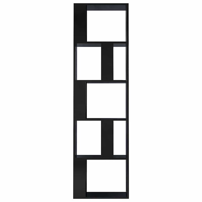 Bibliotecă/Separator cameră, negru lucios, 45x24x159cm, PAL WALTI