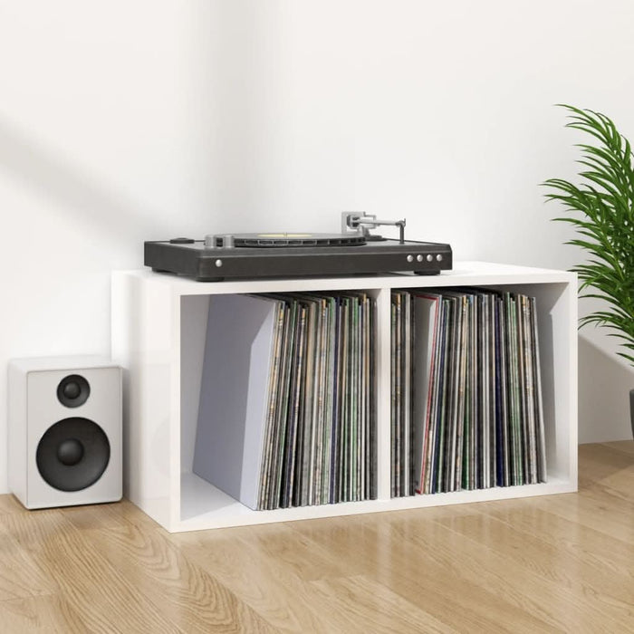 Cutie de depozitare viniluri, alb extralucios, 71x34x36 cm lemn - WALTI WALTI