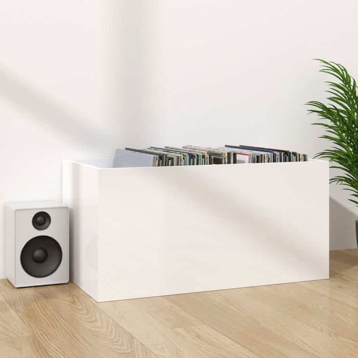 Cutie de depozitare viniluri, alb extralucios, 71x34x36 cm lemn - WALTI WALTI