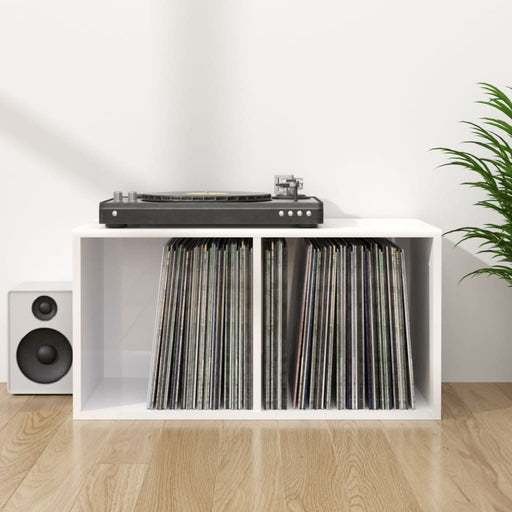 Cutie de depozitare viniluri, alb extralucios, 71x34x36 cm lemn - WALTI WALTI