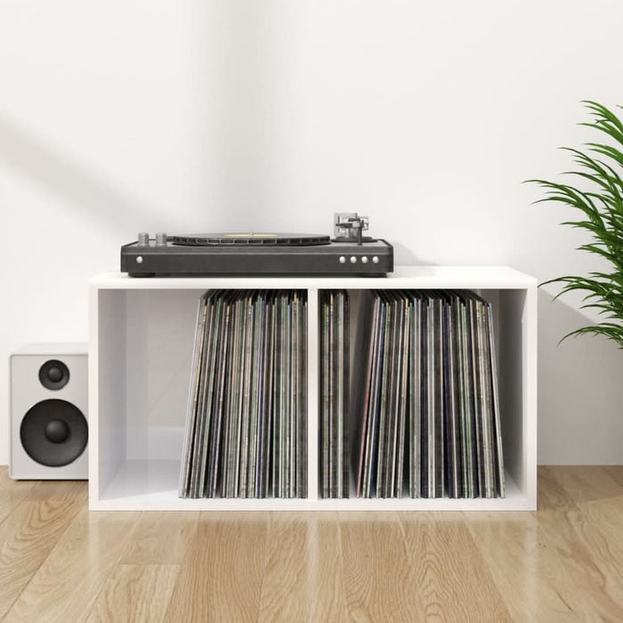 Cutie de depozitare viniluri, alb extralucios, 71x34x36 cm lemn - WALTI WALTI