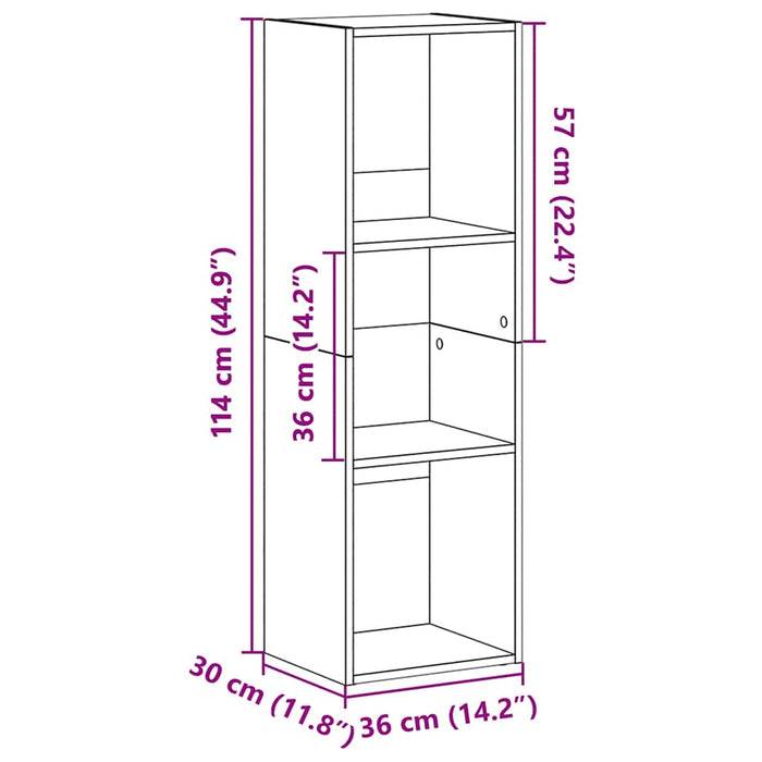 Bibliotecă/Dulap TV, alb, 36x30x114 cm, lemn prelucrat - WALTI WALTI
