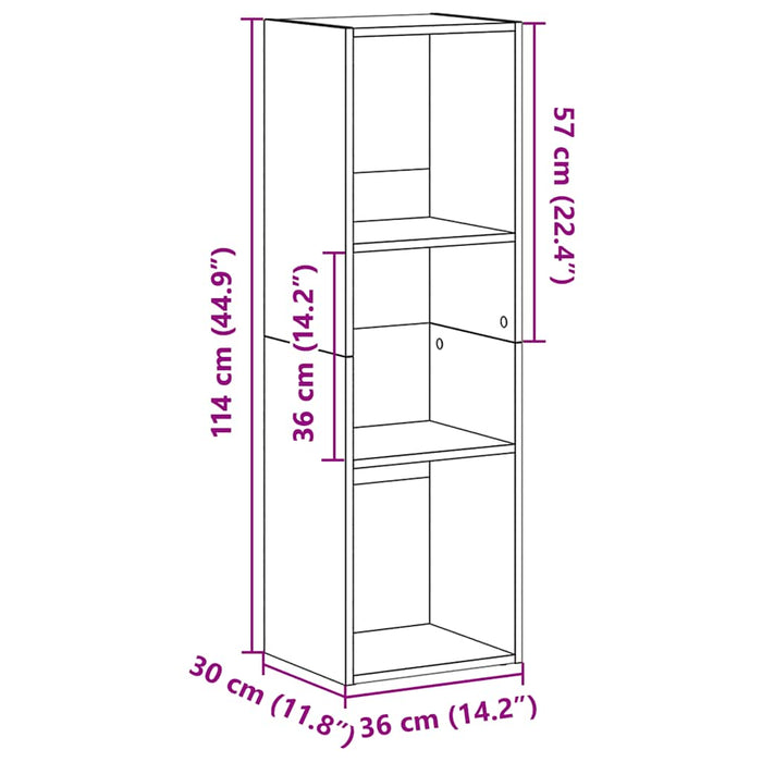 Bibliotecă/Dulap TV, gri beton, 36x30x114 cm, lemn prelucrat - WALTI WALTI