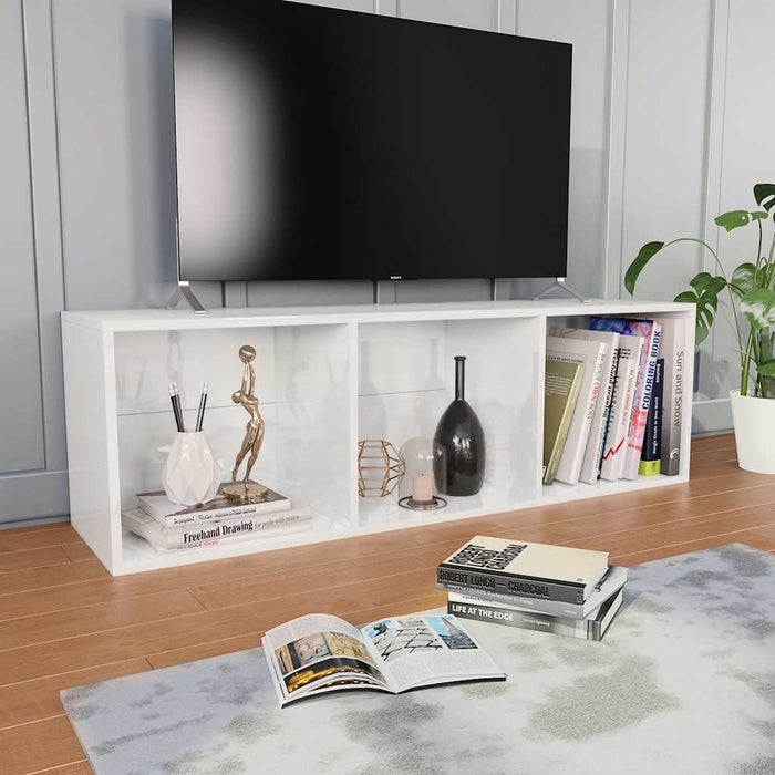 Bibliotecă/Comodă TV, alb lucios, 36 x 30 x 114 cm, PAL WALTI