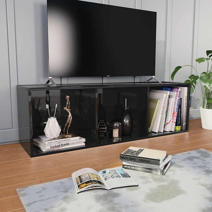 Bibliotecă/Comodă TV, negru extralucios, 36x30x114 cm, PAL WALTI