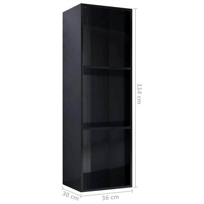 Bibliotecă/Comodă TV, negru extralucios, 36x30x114 cm, PAL WALTI