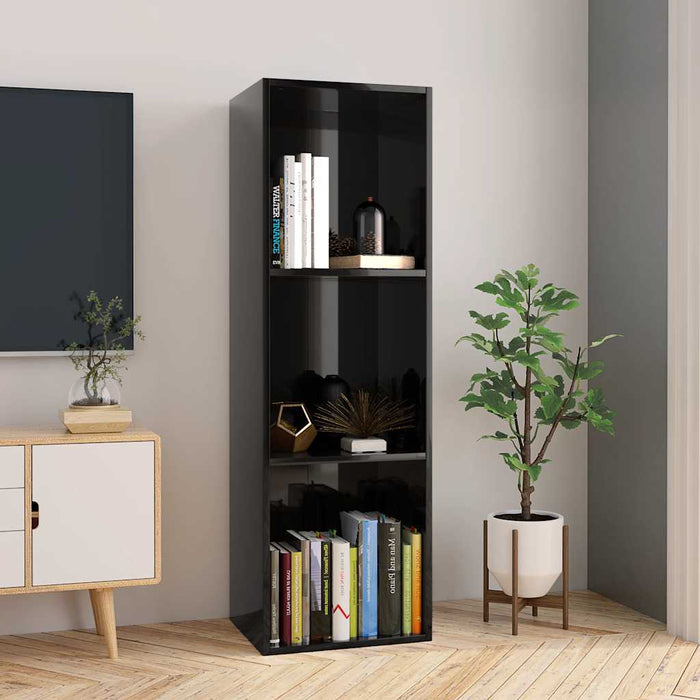Bibliotecă/Comodă TV, negru extralucios, 36x30x114 cm, PAL WALTI