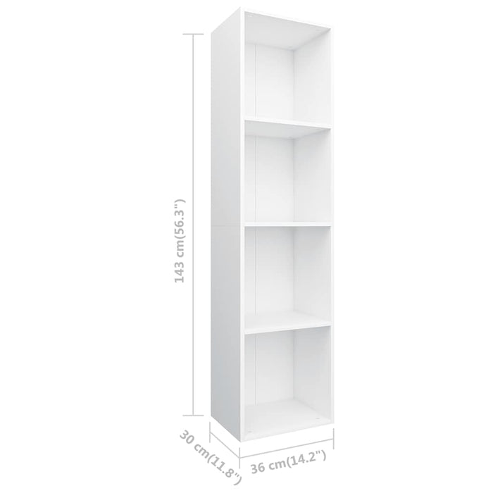 Bibliotecă/Dulap TV, alb, 36x30x143 cm, lemn prelucrat WALTI